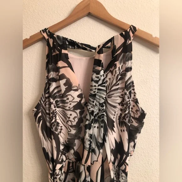 ✨ELIZA J FLORAL CHIFFON SLEEVELESS MAXI PROM DRESS SIZE 8 COLOR: BLUSH🌸 - Picture 6 of 11